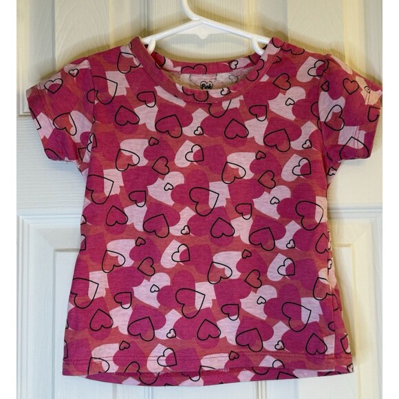 Pink Velvet Toddler Girl 3T T-Shirt Lot of 2 – Polka Dot + Hearts Print - Picture 2 of 6